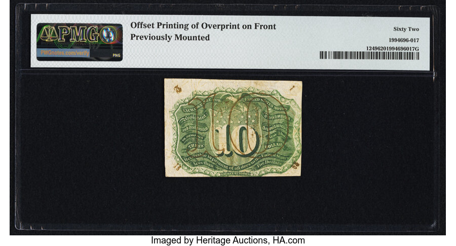 image for: Fr. 1249 10¢ Second Issue PMG Uncirculated 62....