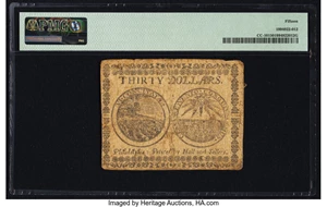 image for: Continental Currency May 10, 1775 $30 PMG Choice Fine 15....