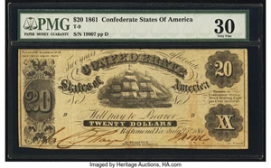 image for: T9 $20 1861 PF-13 Cr. 32 PMG Very Fine 30....