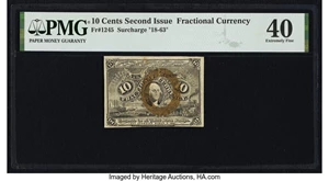 image for: Misaligned Back Printing Error Fr. 1245 10¢ Second Issue PMG Extremely Fine 40....