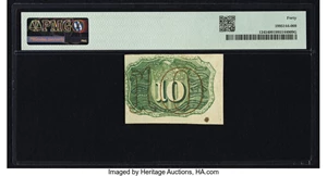 image for: Misaligned Back Printing Error Fr. 1245 10¢ Second Issue PMG Extremely Fine 40....