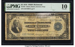 image for: Fr. 761 $2 1918 Federal Reserve Bank Note PMG Very Good 10....