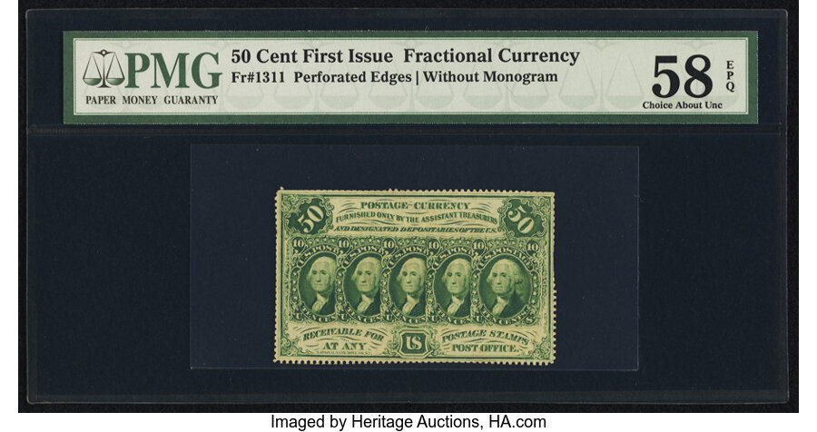 image for: Fr. 1311 50¢ First Issue PMG Choice About Unc 58 EPQ....