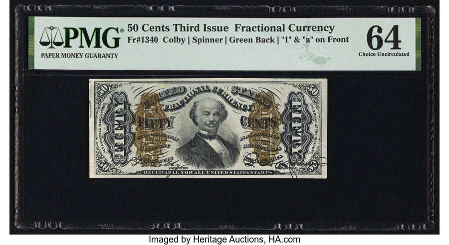 image for: Fr. 1340 50¢ Third Issue Spinner Type II PMG Choice Uncirculated 64....