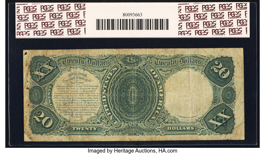 image for: Fr. 136 $20 1880 Legal Tender PCGS Apparent Fine 15....