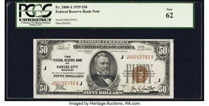 image for: Fr. 1880-J $50 1929 Federal Reserve Bank Note. PCGS New 62....