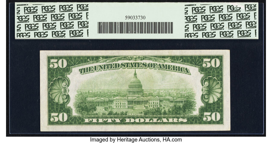 image for: Fr. 2101-I $50 1928A Federal Reserve Note. PCGS Choice About New 58PPQ....