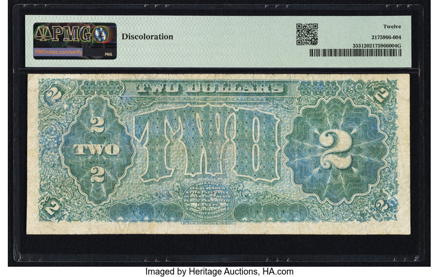 image for: Fr. 353 $2 1890 Treasury Note PMG Fine 12....