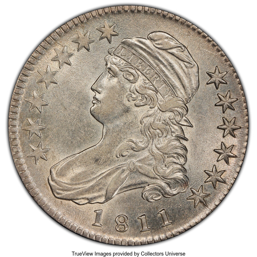 image for: 1811 50C Small 8, O-110, R.1, AU58 PCGS. CDN: $1,550 Whsle. Bid for NGC/PCGS AU58....