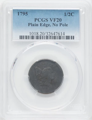image for: 1795 1/2 C Plain Edge, No Pole, C-5a, B-5a, R.3, VF20 PCGS....