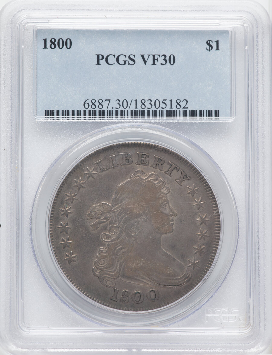 image for: 1800 $1 B-15, BB-195, R.4, VF30 PCGS. CDN: $2,350 Whsle. Bid for NGC/PCGS VF30. Mintage 220,920....