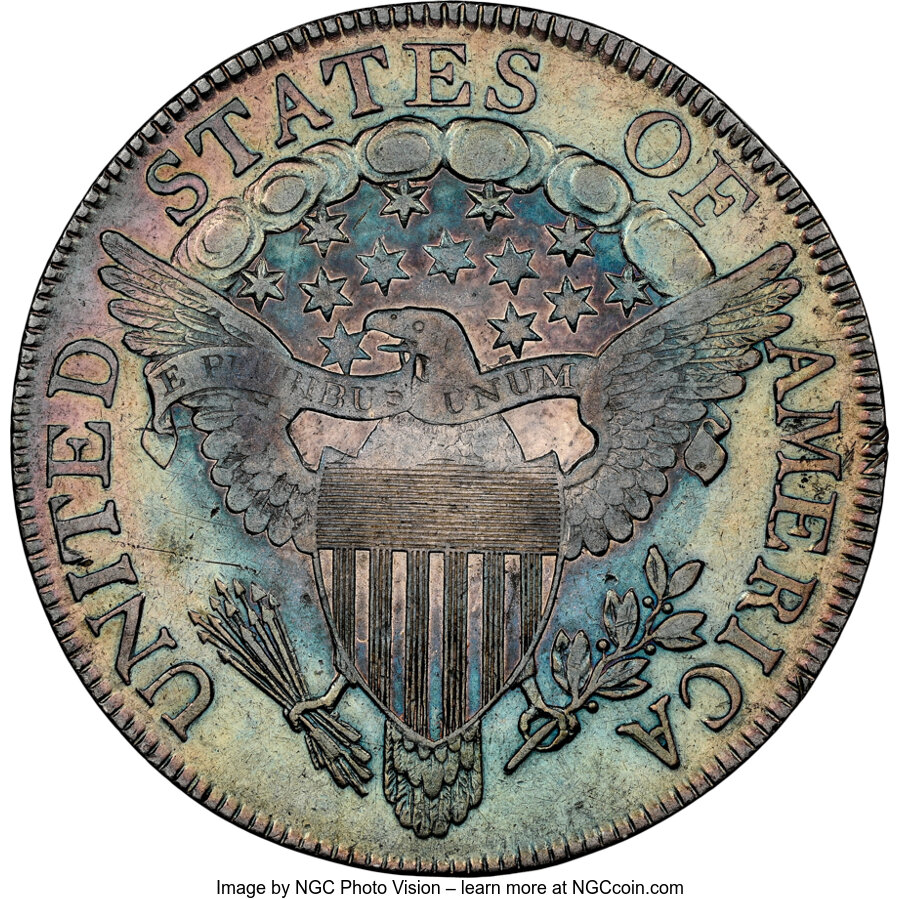 image for: 1807 50C Draped Bust, O-105, R.1, XF45 NGC. CDN: $1,600 Whsle. Bid for NGC/PCGS XF45. Mintage 301,076....