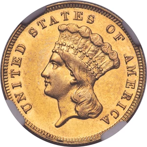 image for: 1885 $3 PR58 NGC. JD-1, R.5....