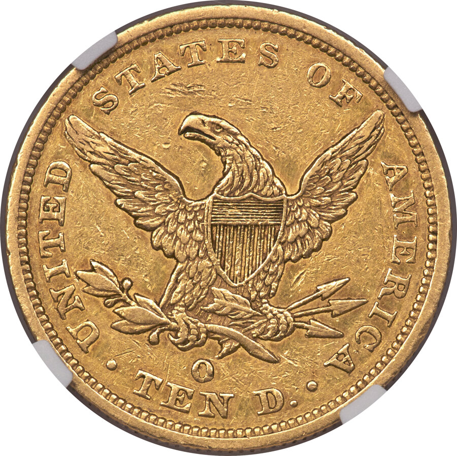 image for: 1845-O $10 Repunched Date AU53 NGC. Variety 2....