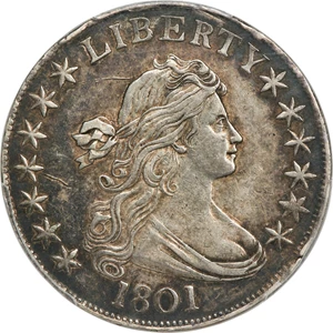 image for: 1801 50C O-102, T-1, R.4, XF45 PCGS....