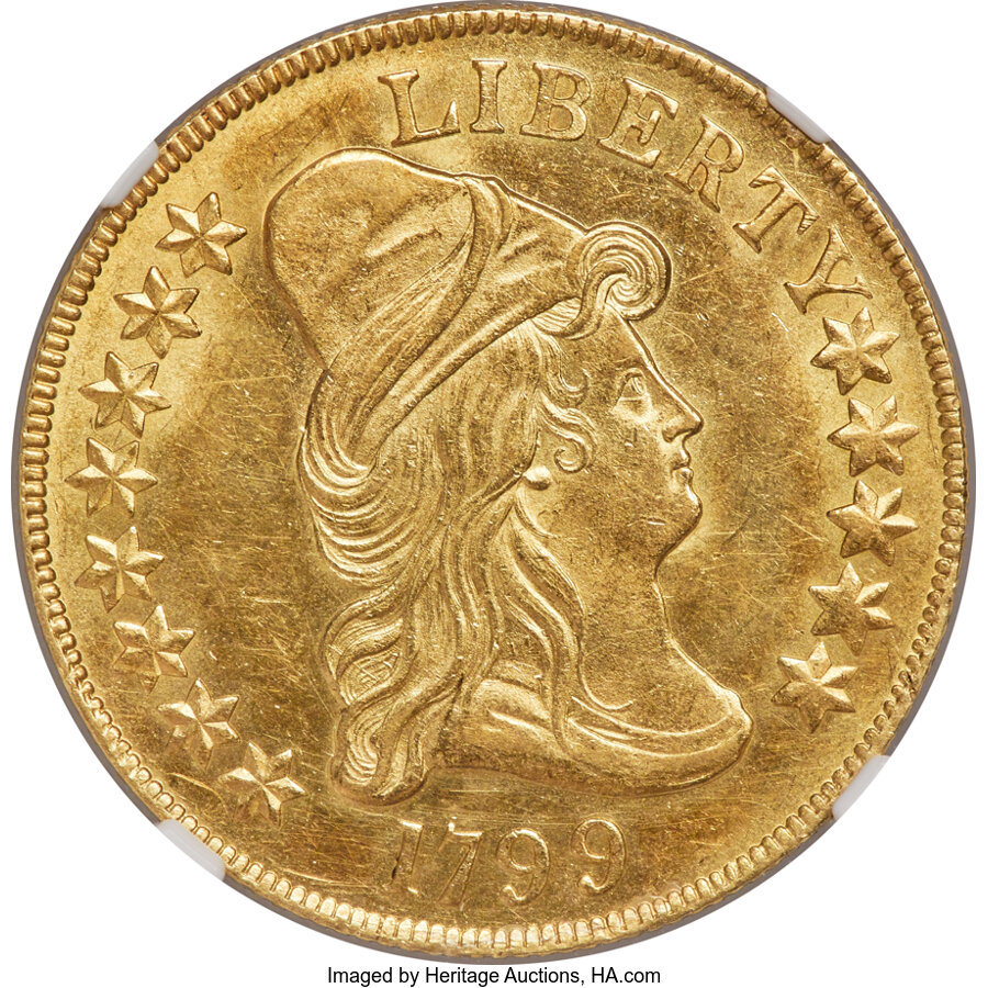 image for: 1799 $10 Large Obverse Stars, BD-10, R.3, MS61 NGC....
