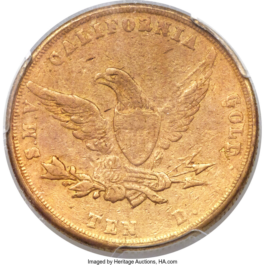 image for: 1855 $10 Wass Molitor Ten Dollar XF40 PCGS. K-6, High R.5....