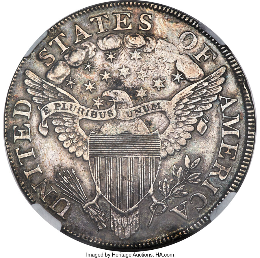1799 $1  7x6 Stars, B-14, BB-167 AU50 CAC thumbnail 2