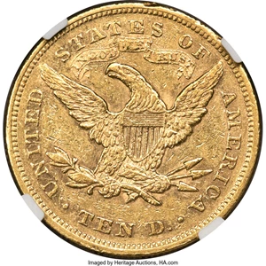 image for: 1866 $10 AU58 NGC....