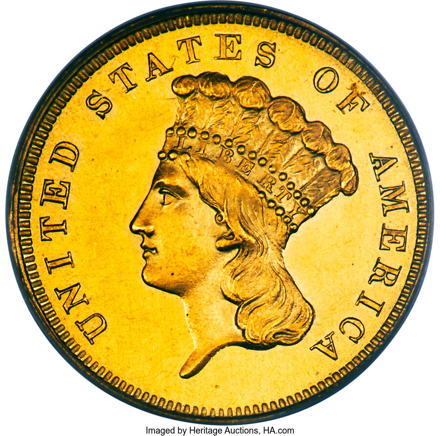 image for: 1858 $3 PR64 PCGS. CAC. JD-1, Low R.7....