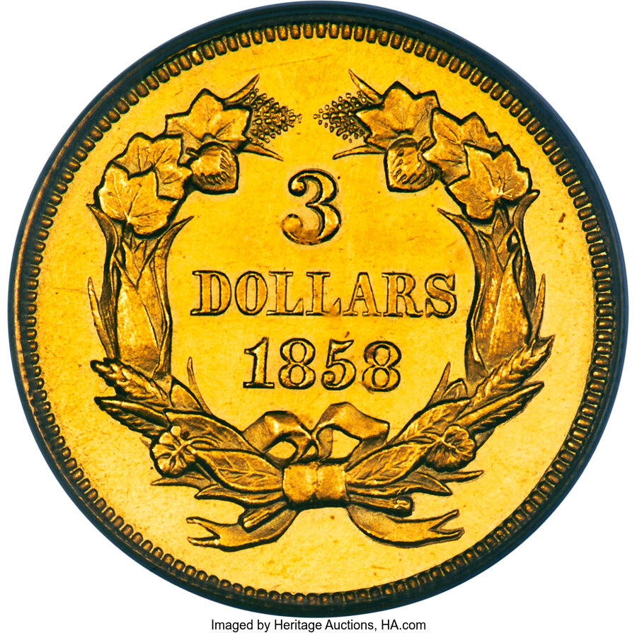 image for: 1858 $3 PR64 PCGS. CAC. JD-1, Low R.7....