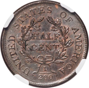 image for: 1805 1/2 C No Stems, C-1, B-1, R.1, MS64 Brown NGC....