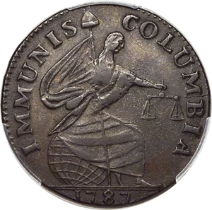 image for: 1787 Immunis Columbia Copper, Eagle Reverse, AU53 PCGS. W-5680, High R.4....