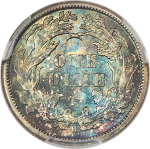 image for: 1872-S 10C F-101, R.3, MS64 PCGS....