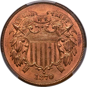image for: 1870 2C MS66 Red and Brown PCGS. CAC....