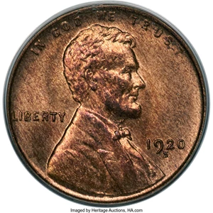 image for: 1920-S 1C MS66 Red and Brown PCGS. CAC....