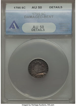 image for: 1795 H10C V-4, LM-10, R.3 -- Damaged, Bent -- ANACS. AU50 Details....