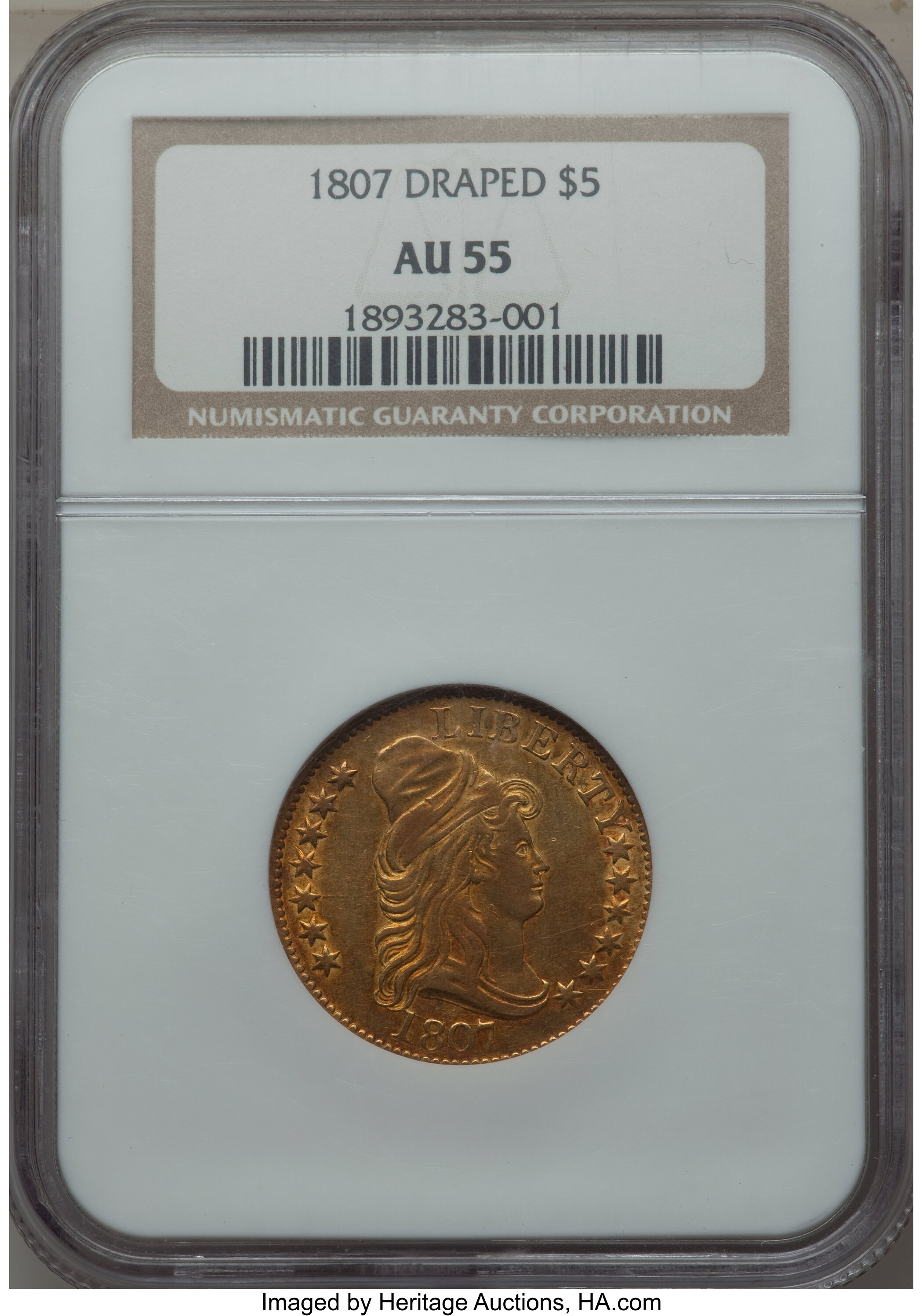 1807 $5  Draped Bust, BD-1 AU55 thumbnail 12