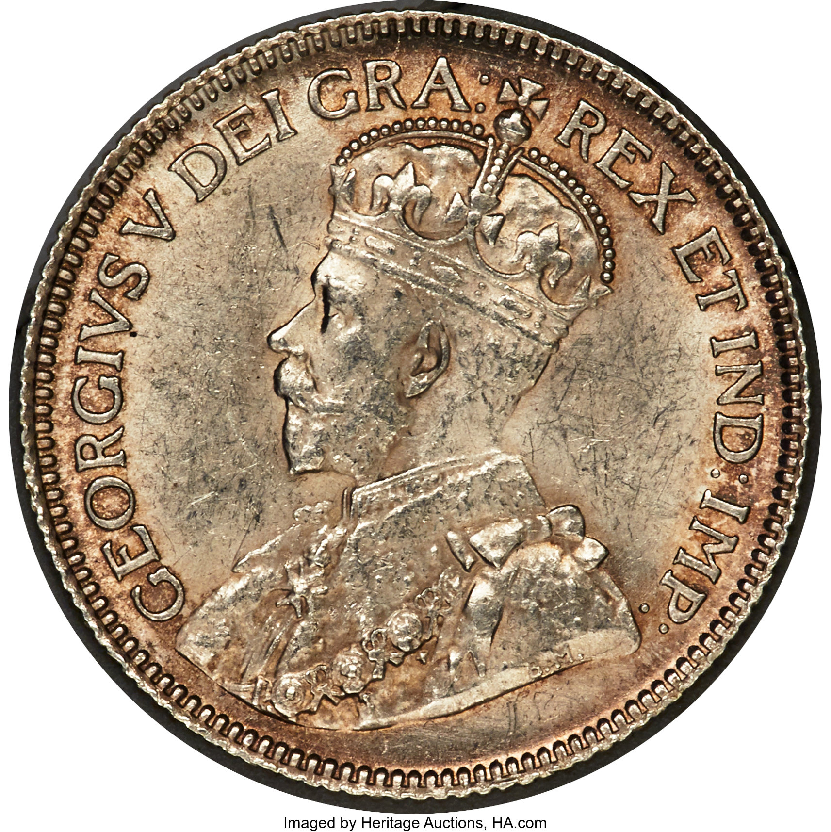 George V "Bar" 25 Cents 1936 MS63 PCGS