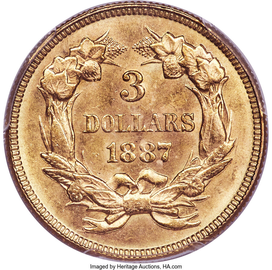 1887 $3 MS63 thumbnail 3