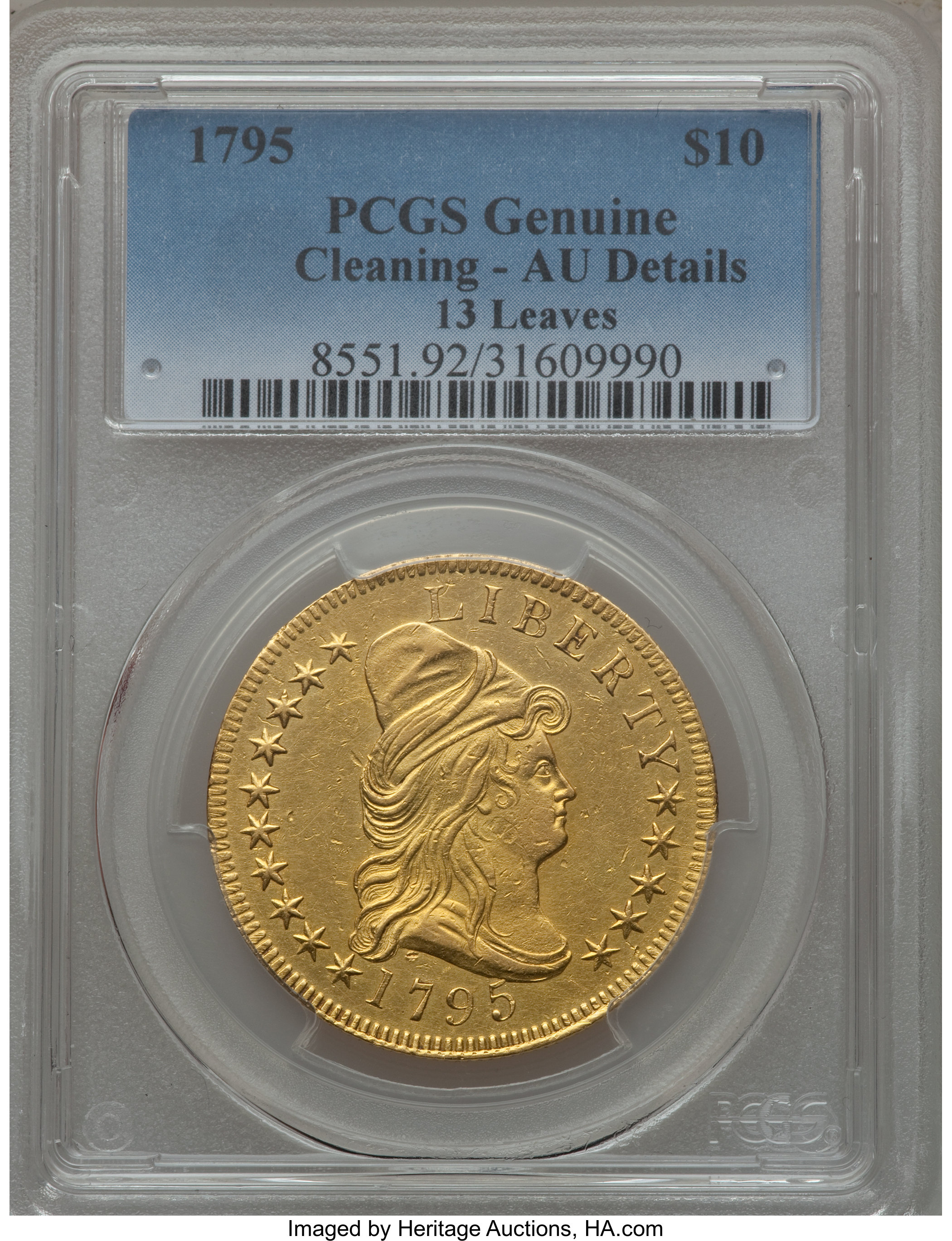 1795 $10  13 Leaves, BD-2 AU50 thumbnail 13
