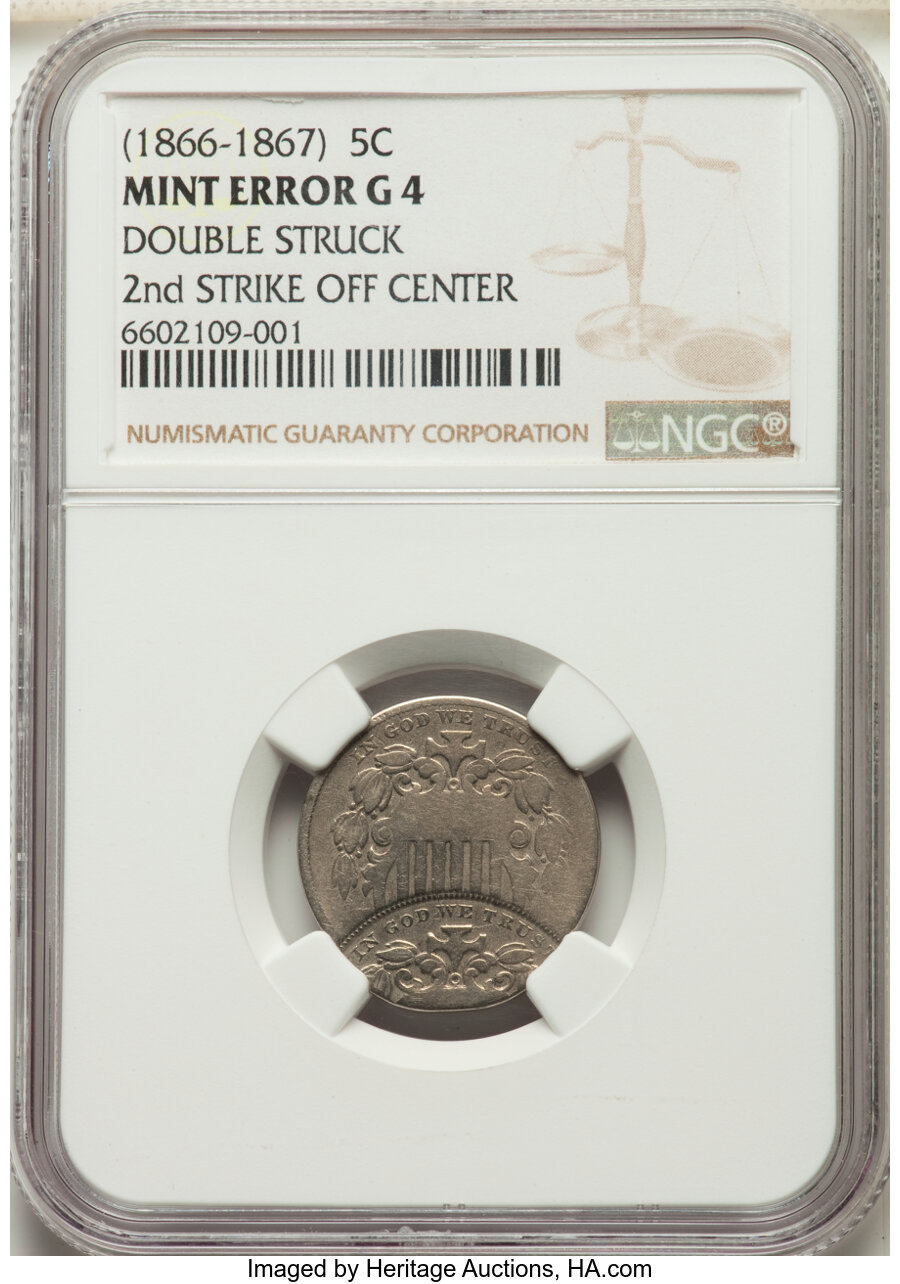 Shield Nickel 5c Rays, 1866-1867 MS [Type] thumbnail 4