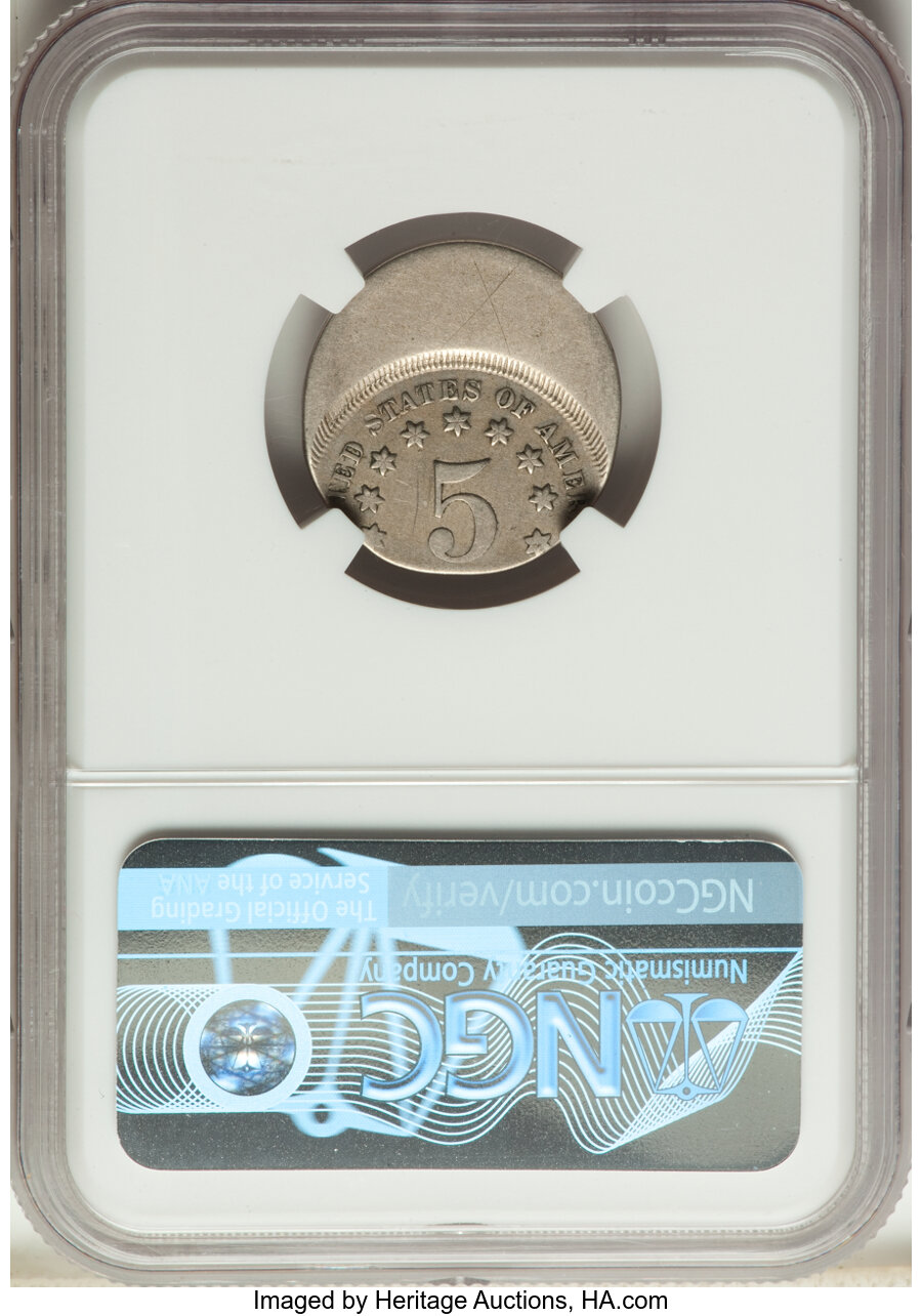 1867 5c No Rays VF30 thumbnail 2