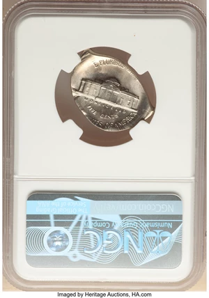 image for: 1970-D 5C Jefferson Nickel -- Foldover Strike -- MS66 Full Steps NGC....