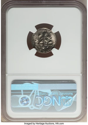 image for: 1971-D 10C Roosevelt Dime -- Obverse Partial Clad Layer Missing -- MS65 NGC. (1.8 grams). ...