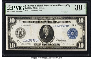 image for: Fr. 943a $10 1914 Federal Reserve Note PMG Very Fine 30 EPQ....