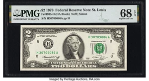 image for: Fr. 1935-H $2 1976 Federal Reserve Note. PMG Superb Gem Unc 68 EPQ....