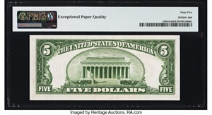 image for: Fr. 1956-E $5 1934 Mule Federal Reserve Note. PMG Gem Uncirculated 65 EPQ....