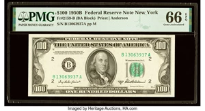 image for: Fr. 2159-B $100 1950B Federal Reserve Note. PMG Gem Uncirculated 66 EPQ....