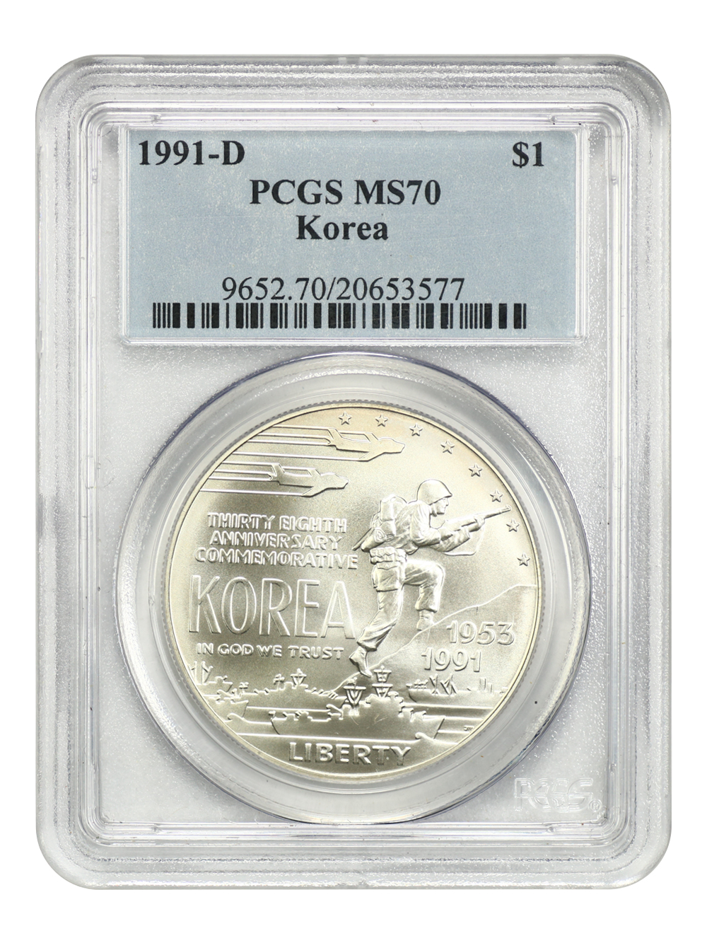 1991-D S$1 Korean War Memorial OGP thumbnail 3