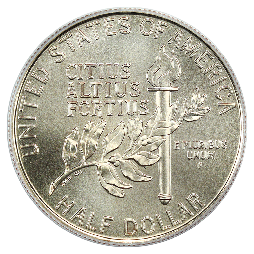 1992-P 50c XXV Olympics Gymnast MS70 thumbnail 4