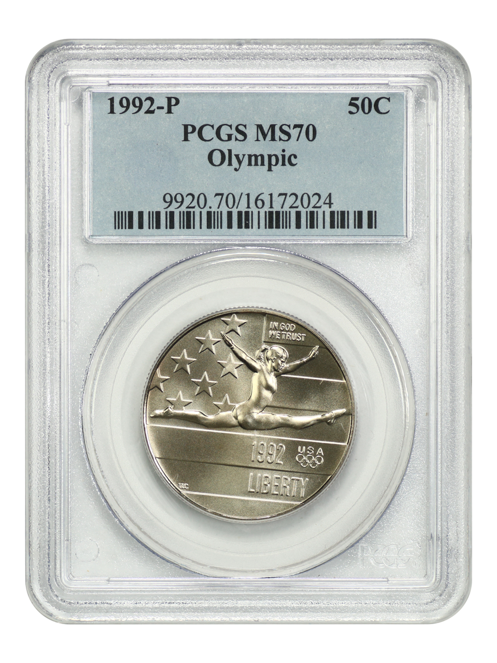1992-P 50c XXV Olympics Gymnast MS70 thumbnail 5