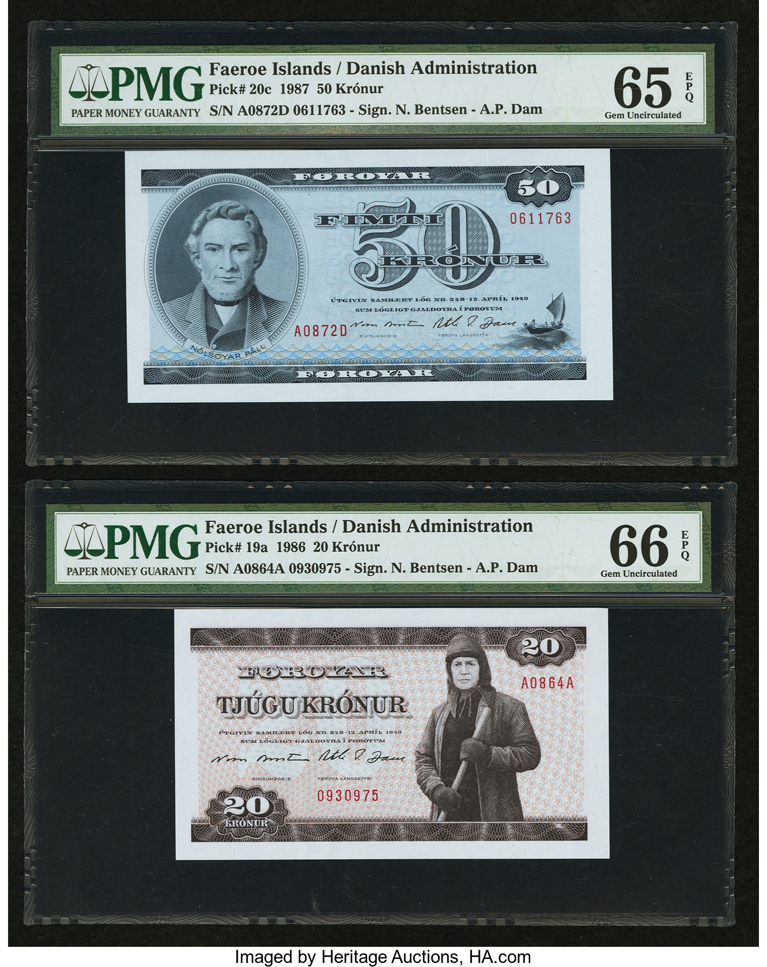 Føroyar 20 krónur B207b,P19b 1988 Sig 10 Klinte/Dam Pricing