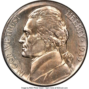 image for: 1939-S 5C Reverse of 1938 MS67 Full Steps NGC. NGC Census: (10/0). PCGS Population: (6/0). CDN: $900 Whsle. Bid for NGC/PCG...