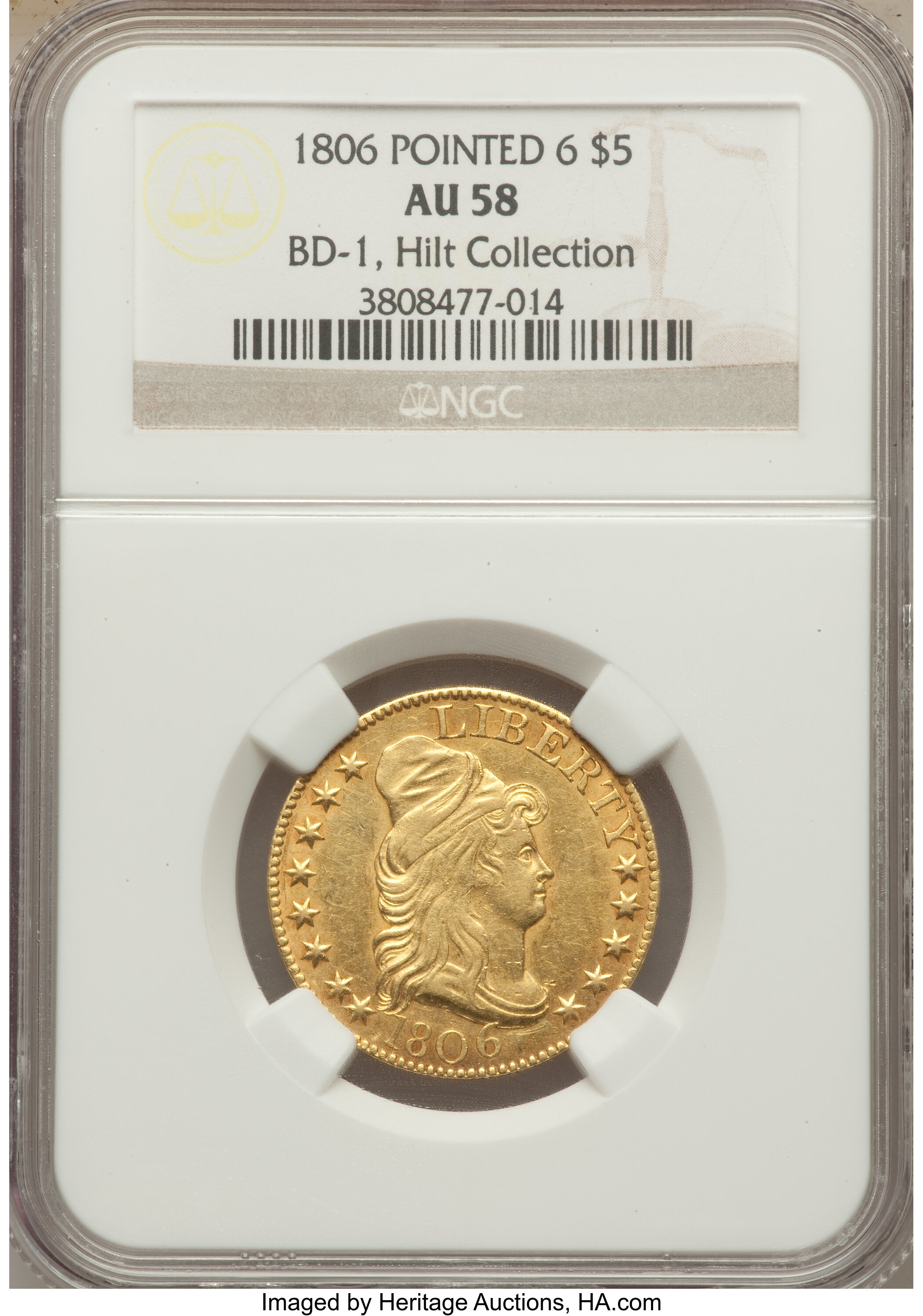 1806 $5  Pointed 6, 8x5 Stars, BD-1 MS60 thumbnail 16