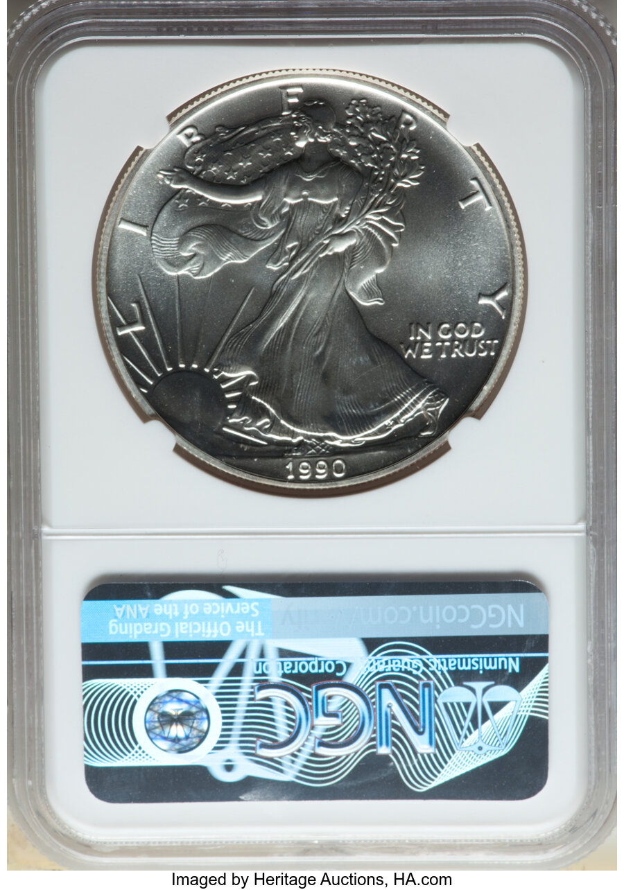 1990 $1  Silver Eagle MS69 thumbnail 8